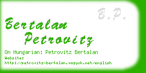 bertalan petrovitz business card